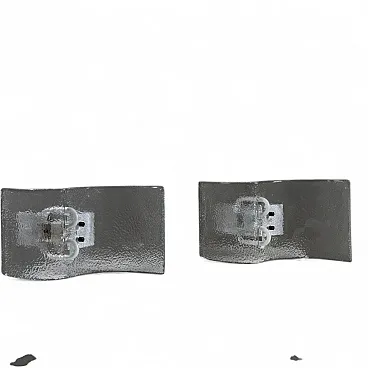 Pair of curved hammered glass wall lamps, 1970s