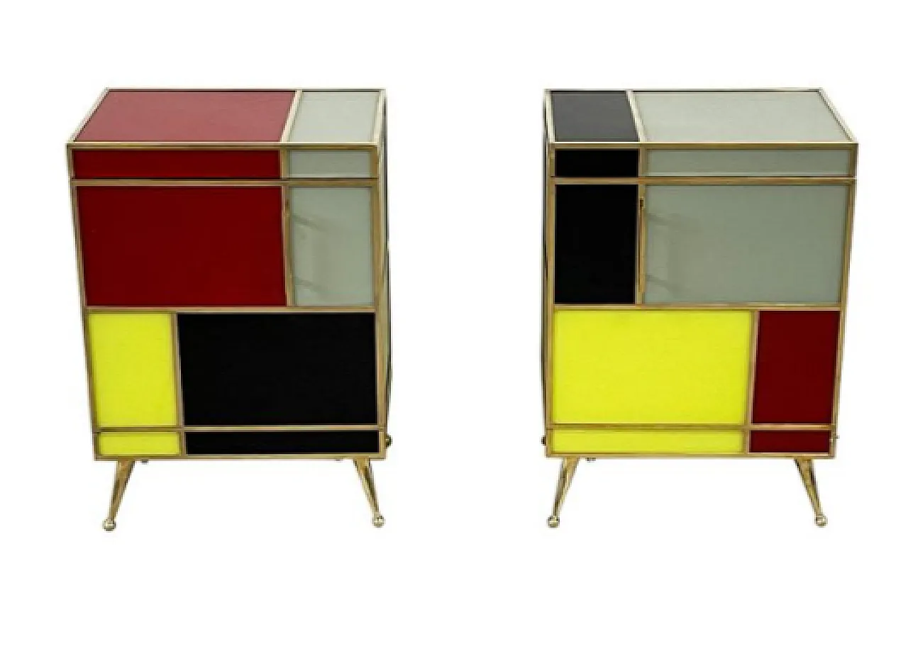 Pair of stained glass bedside tables, 20th century 1
