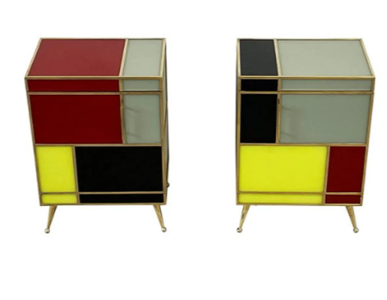 Pair of stained glass bedside tables, 20th century 2