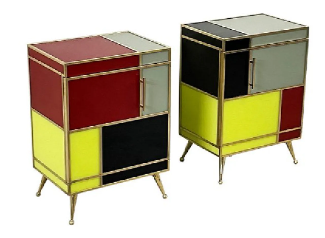 Pair of stained glass bedside tables, 20th century 3