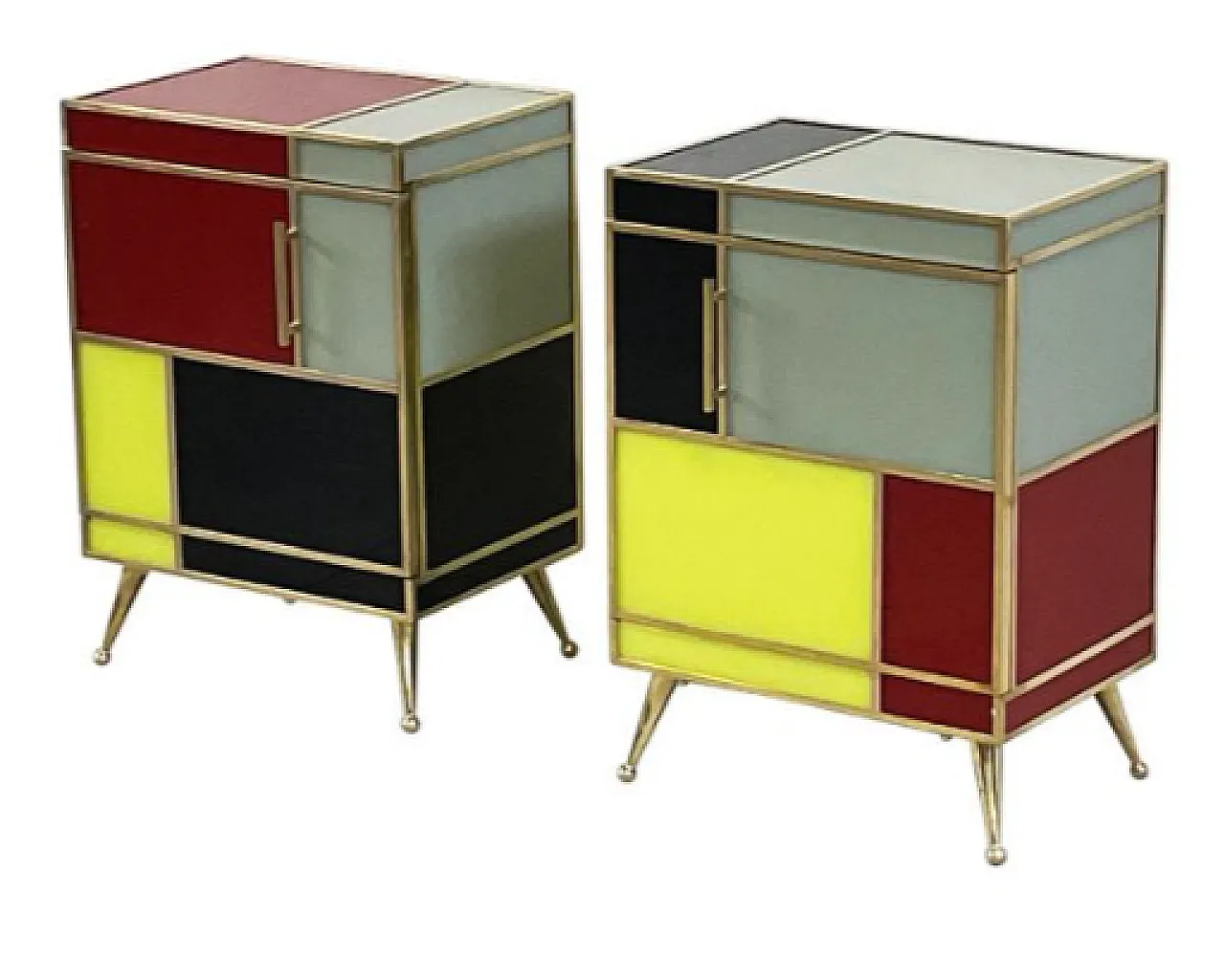 Pair of stained glass bedside tables, 20th century 4