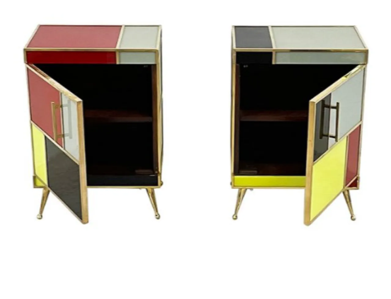 Pair of stained glass bedside tables, 20th century 5