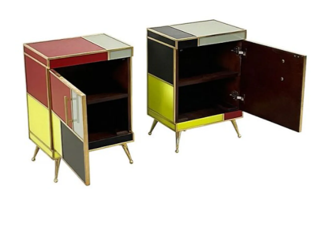 Pair of stained glass bedside tables, 20th century 6