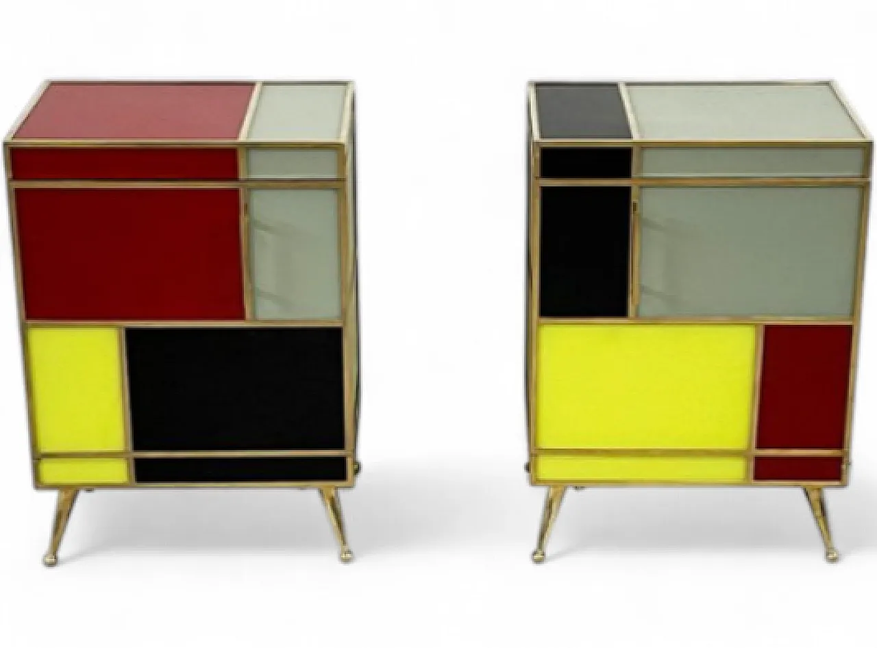 Pair of stained glass bedside tables, 20th century 7