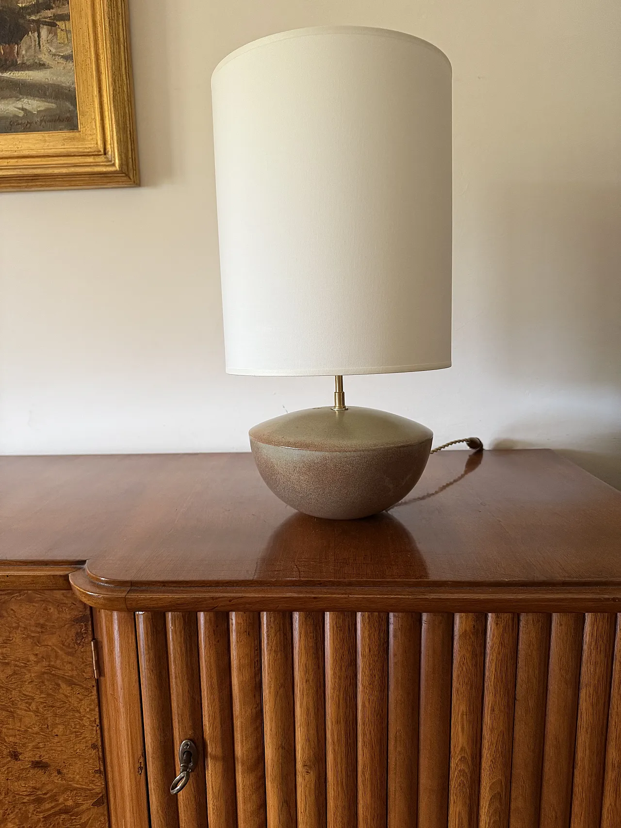 MidCentury Modern green ceramic lamp, Alain by Bin France 1970 2