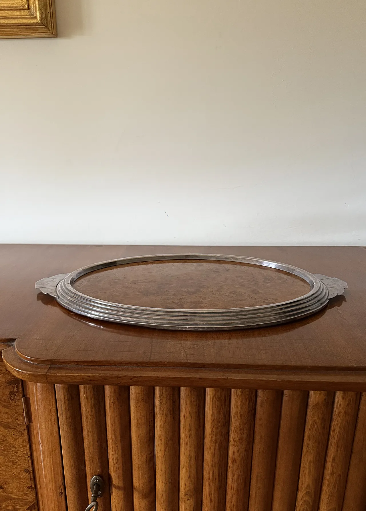 Art Deco style briar wood tray, France, 1930s 2