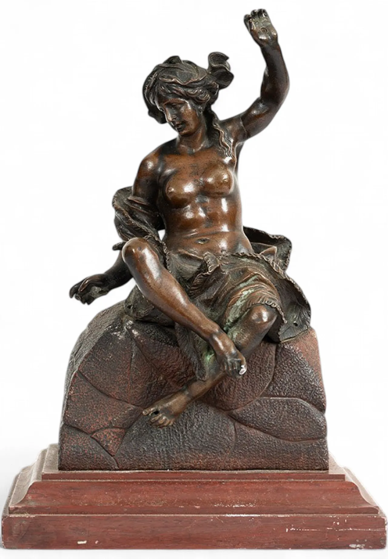 Scultura di donna in bronzo patinato Napoleone III su legno, '800 4