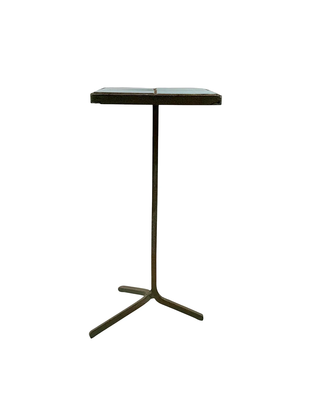 Modern coffee table in iron and light blue tiles, France 1960 7