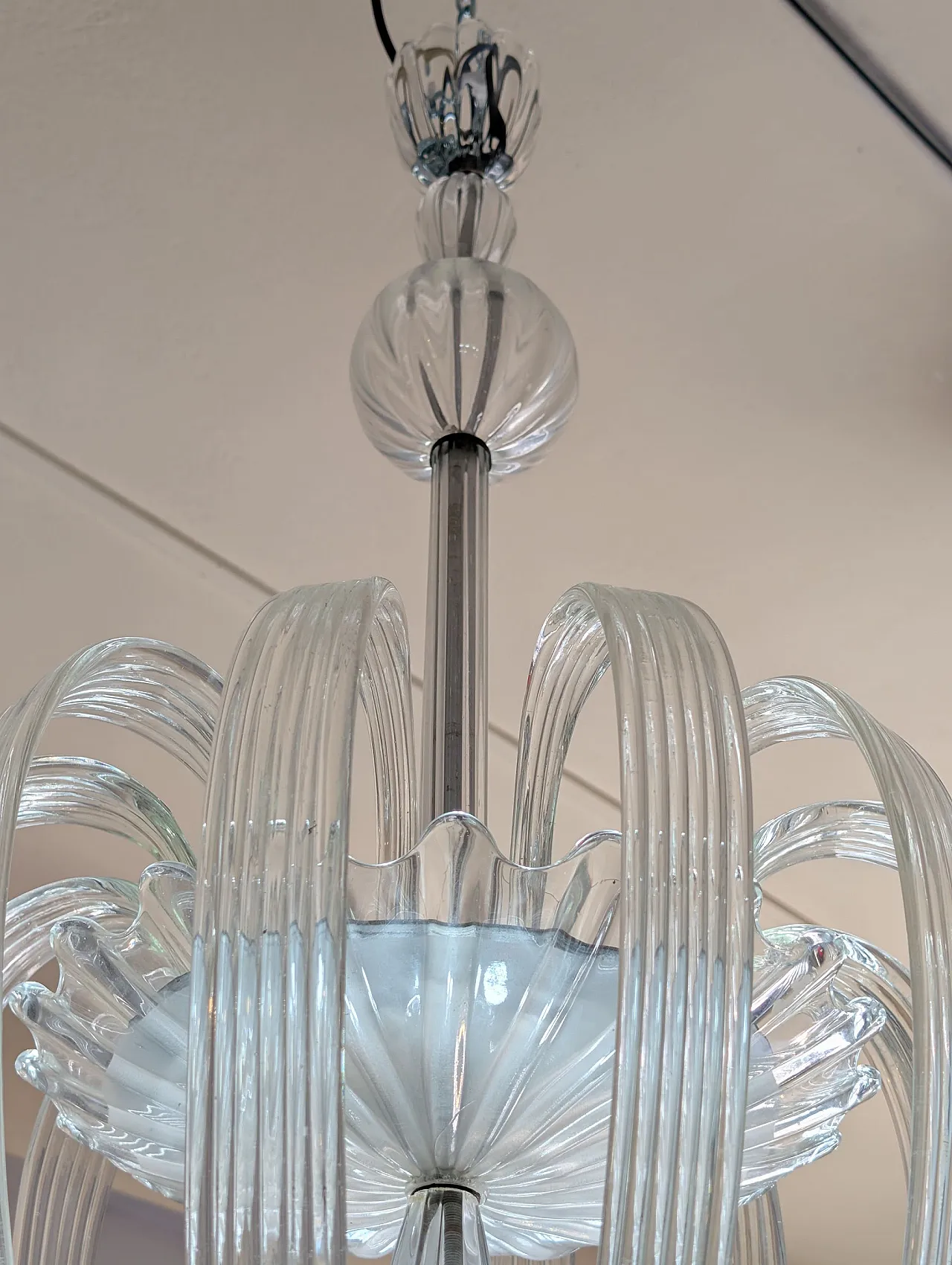 Lampadario in vetro di Murano di Tomaso Buzzi per Venini, Italia 30s 1