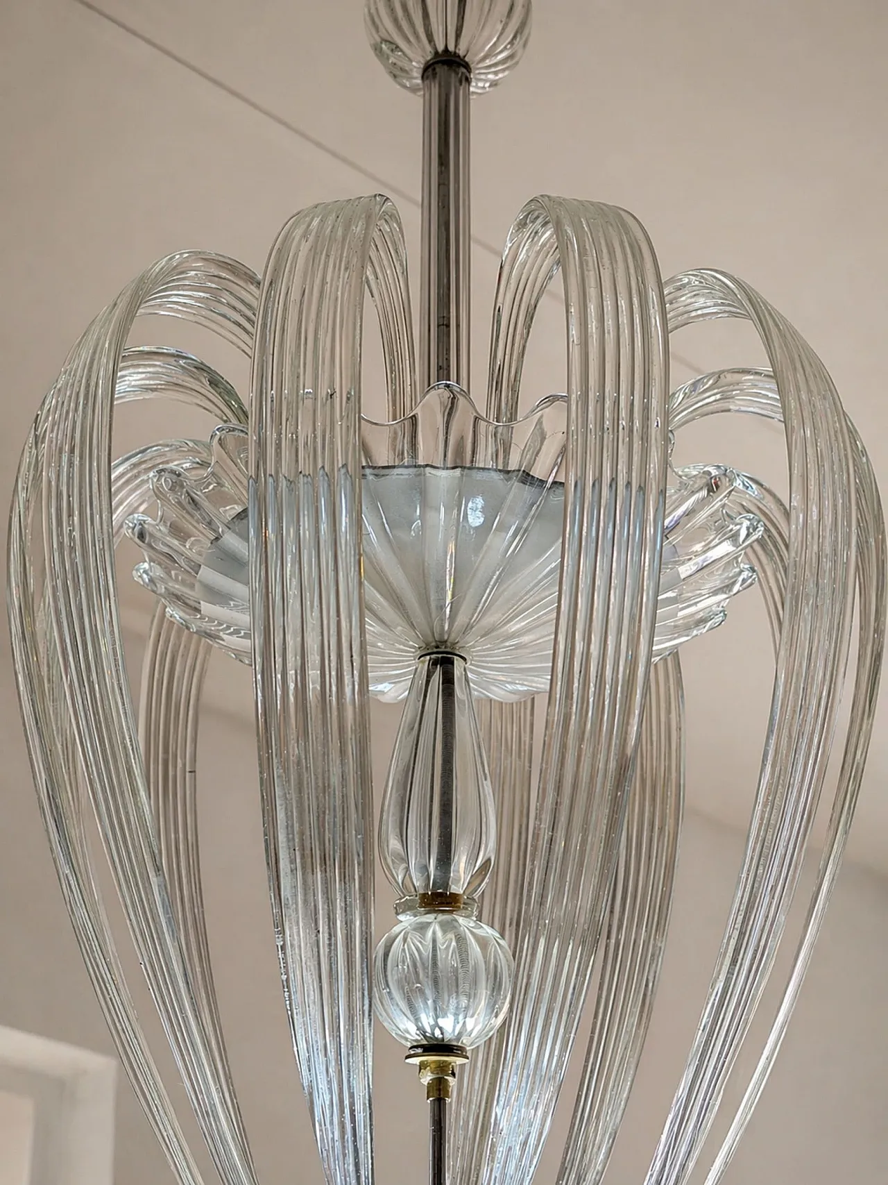 Lampadario in vetro di Murano di Tomaso Buzzi per Venini, Italia 30s 3