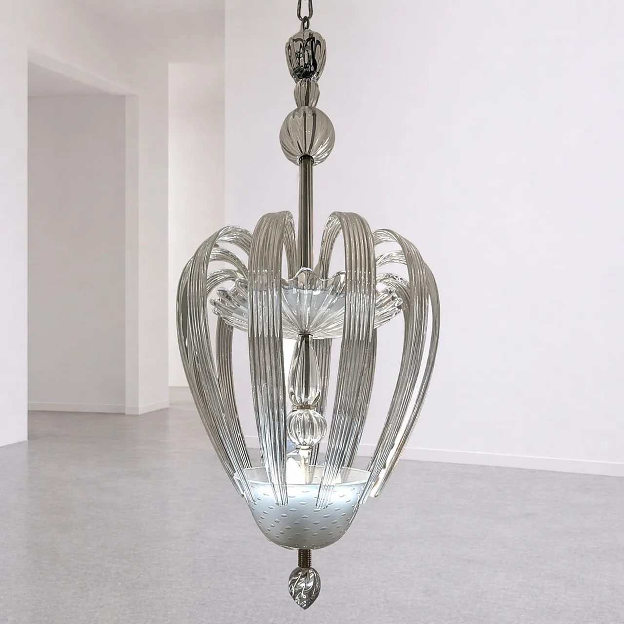 Lampadario in vetro di Murano di Tomaso Buzzi per Venini, Italia 30s 9