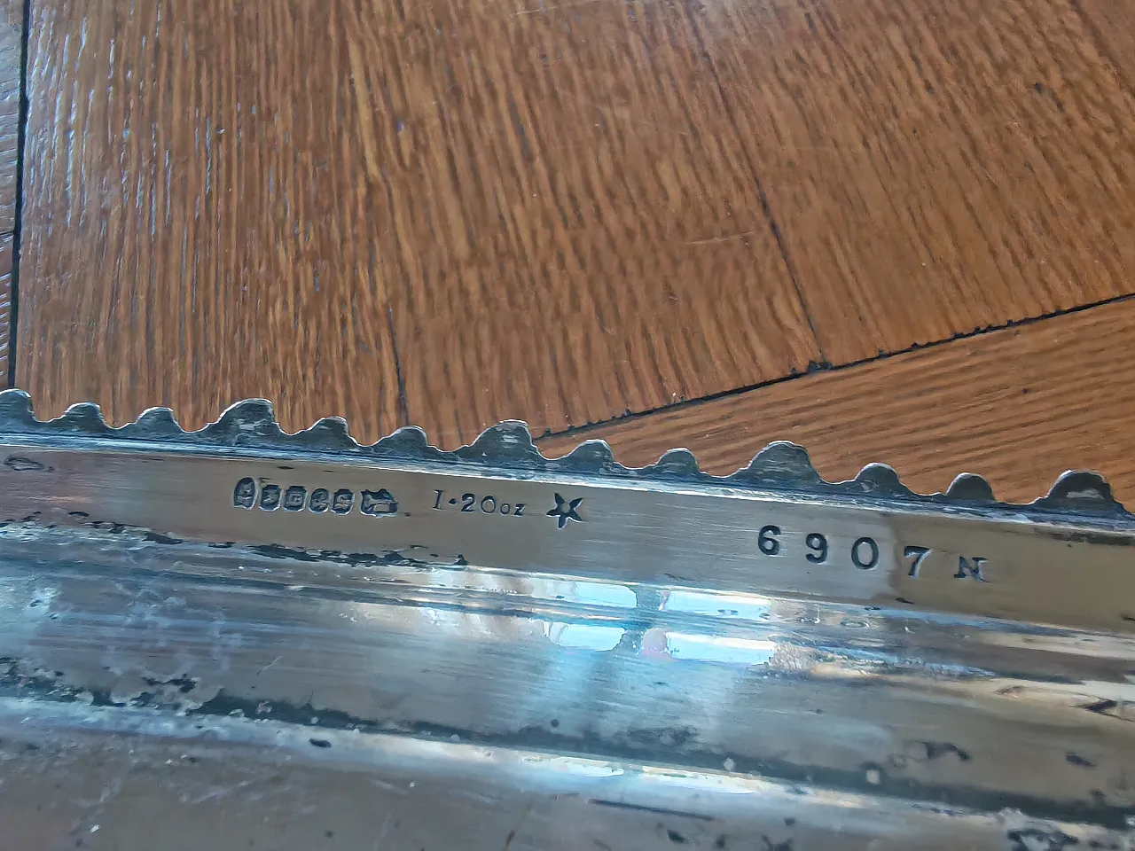 English silver serving tray, George III style, 30s 6