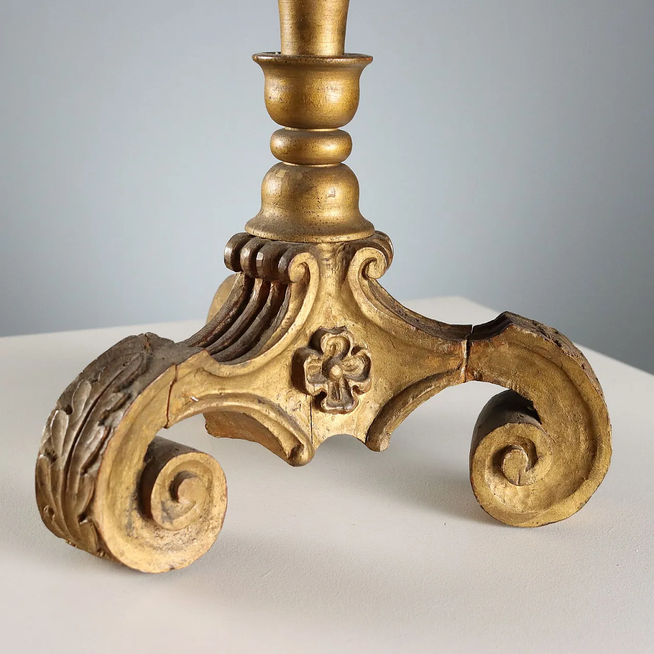 Seven-branched candelabra in gilded wood, 20th century 6