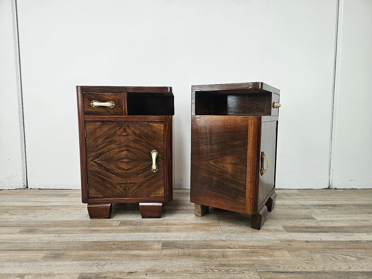 Comodini Art Decò in radica e bachelite, anni '50 2