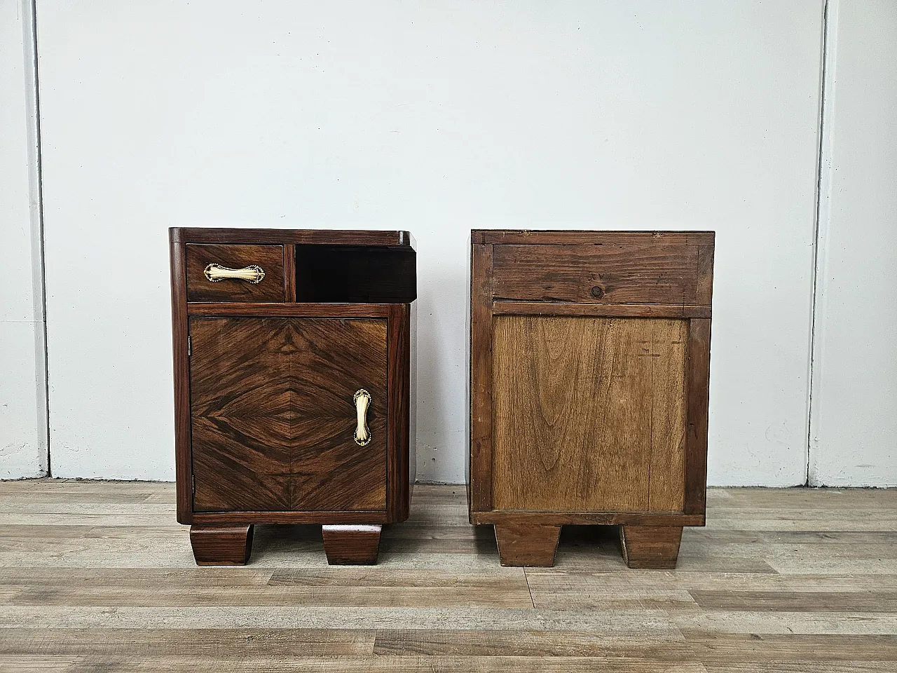 Comodini Art Decò in radica e bachelite, anni '50 3