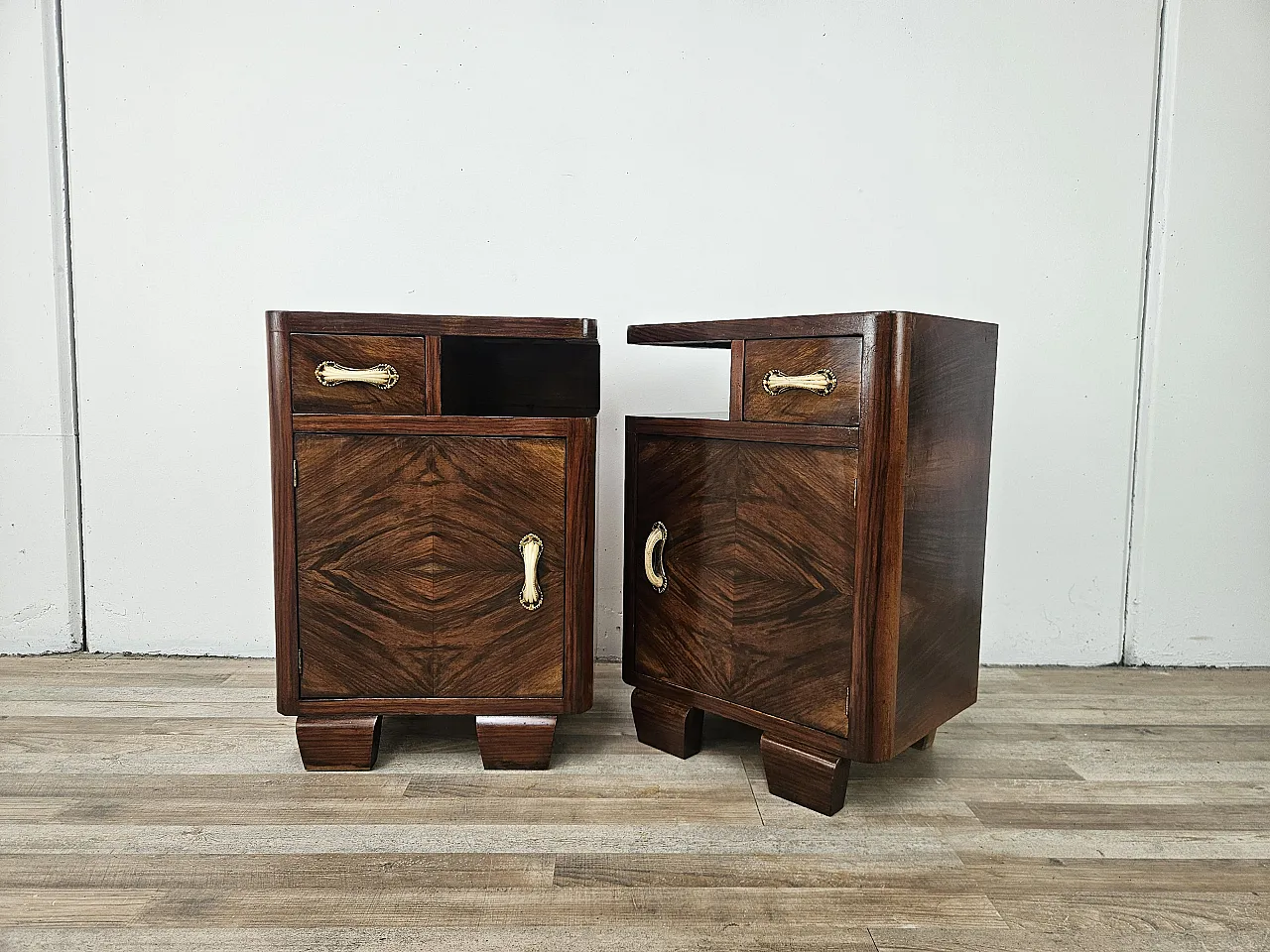 Comodini Art Decò in radica e bachelite, anni '50 4