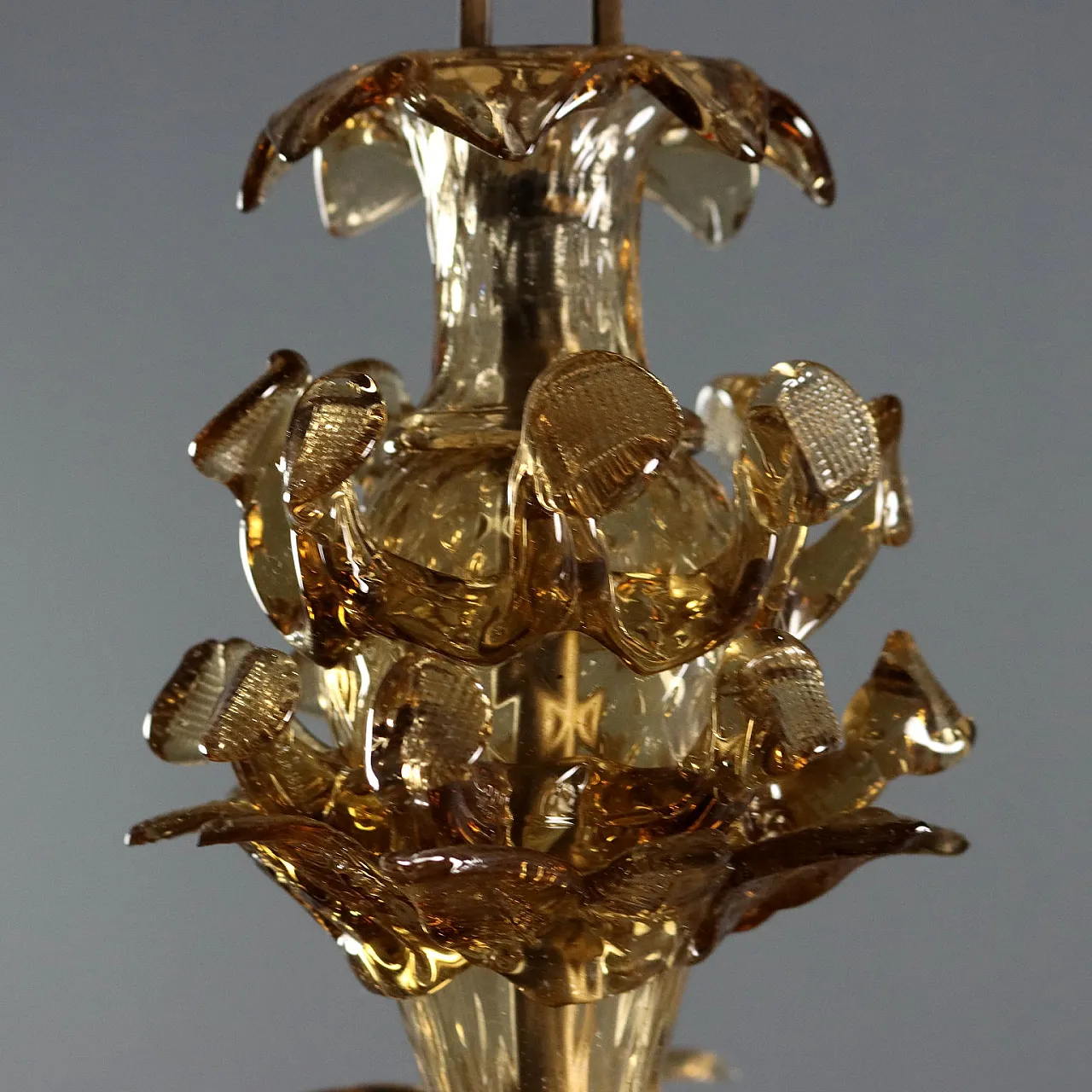 Lampadario in vetro soffiato brunito, '800 3