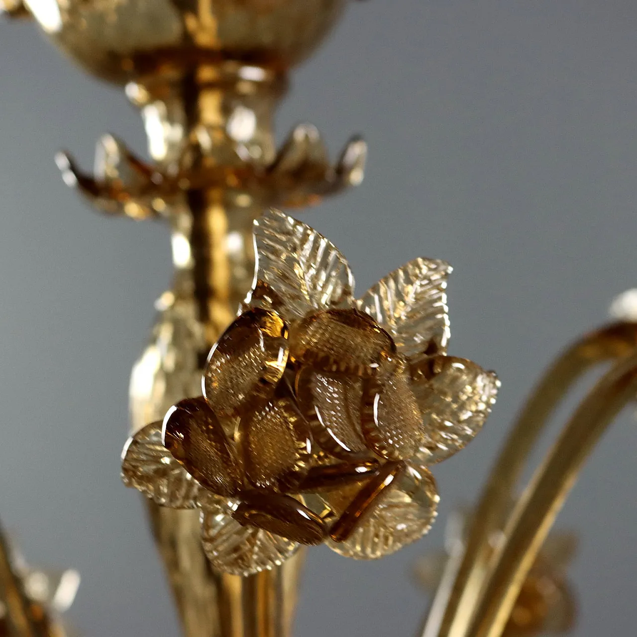 Lampadario in vetro soffiato brunito, '800 6