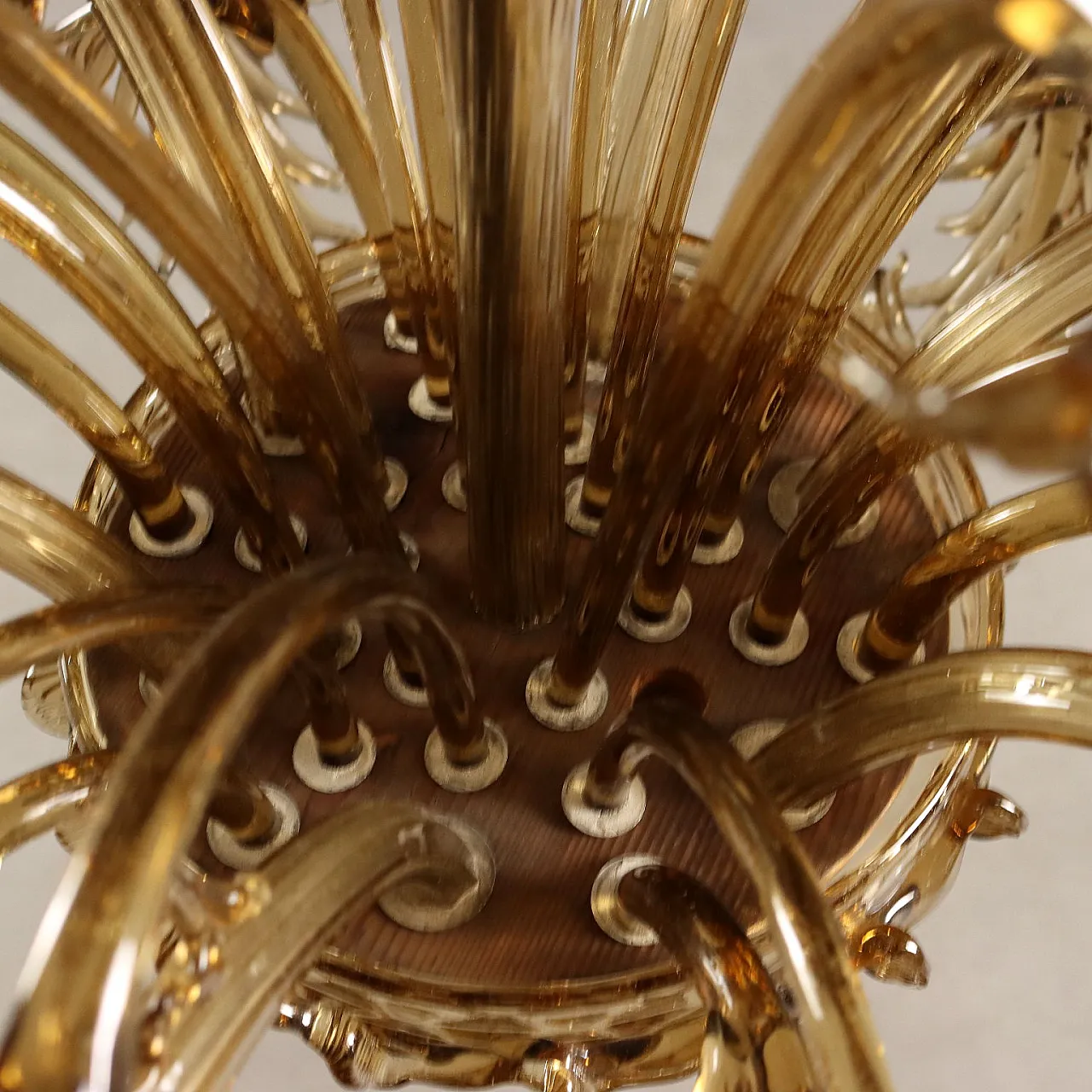 Lampadario in vetro soffiato brunito, '800 7