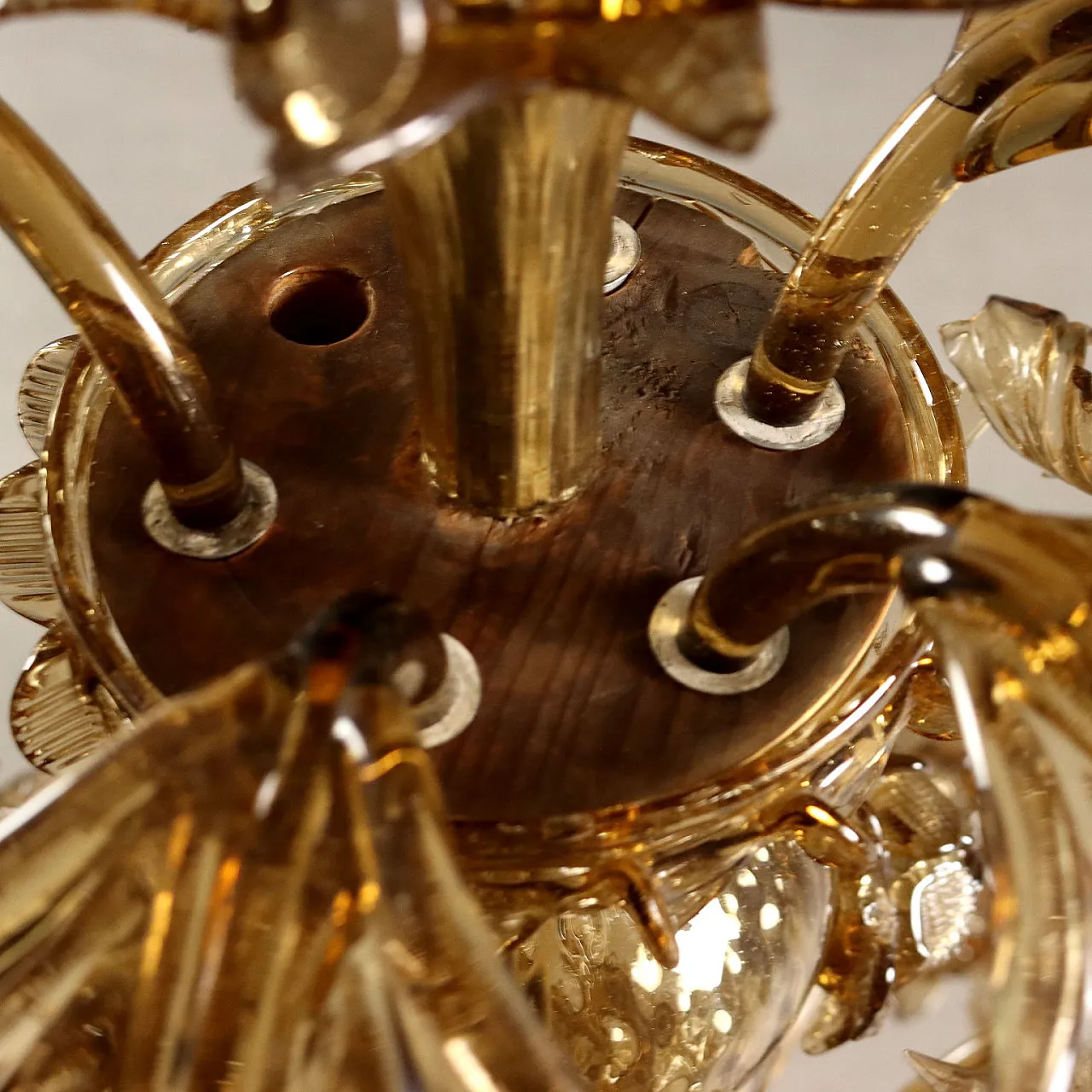 Lampadario in vetro soffiato brunito, '800 8