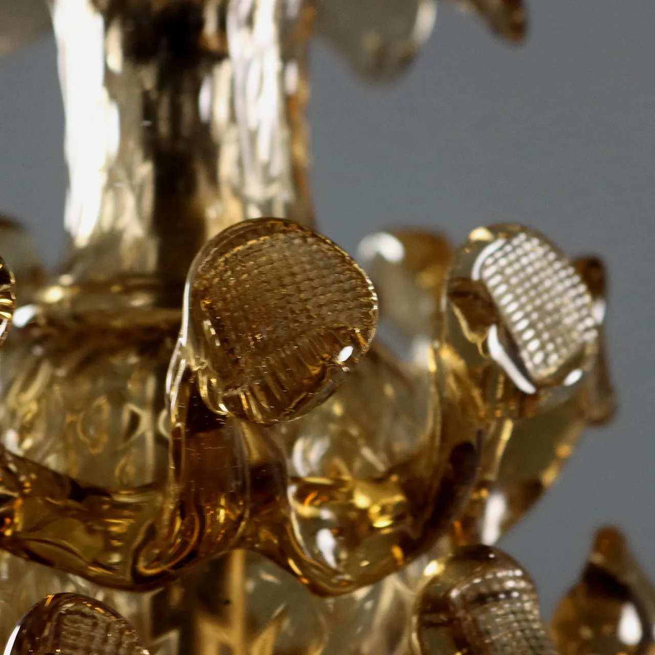 Lampadario in vetro soffiato brunito, '800 9