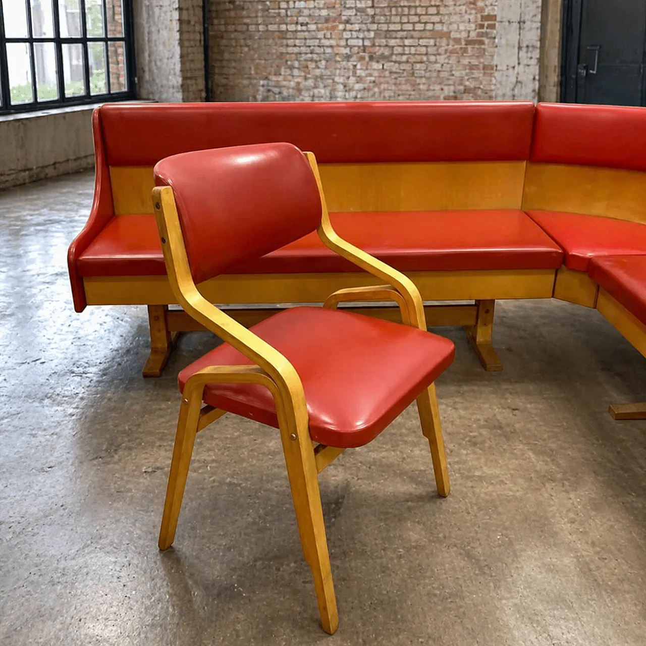 Mid-Century Ludvík Volák bench with 2 chairs, 1970s 34