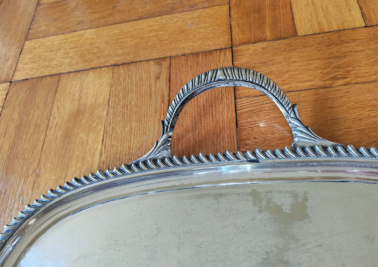 English silver serving tray, George III style, 30s 3