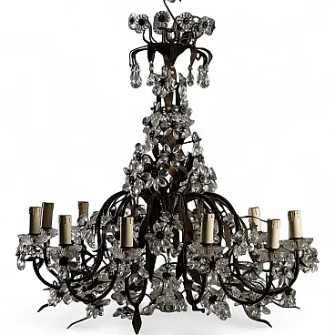 Lampadario in ferro e lamierino, '900