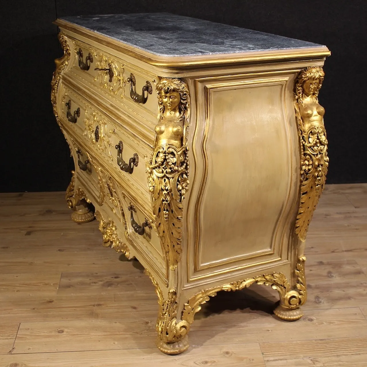 Lacquered and gilded chest of drawers, 20th century 9