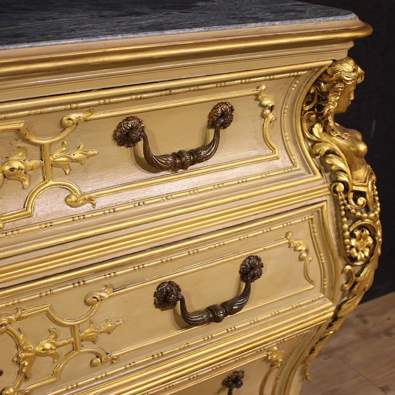 Lacquered and gilded chest of drawers, 20th century 11