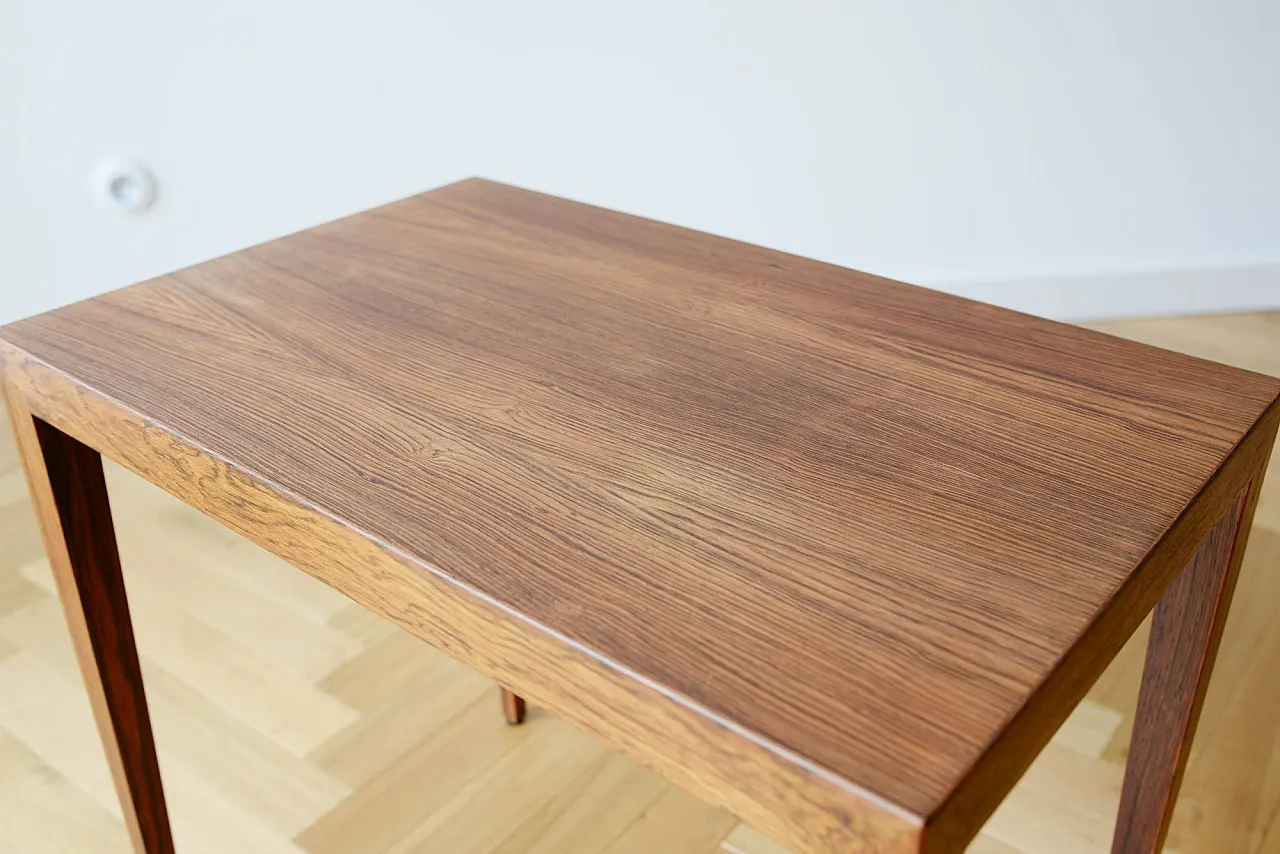 Minimalist rosewood table, Denmark 70s 7
