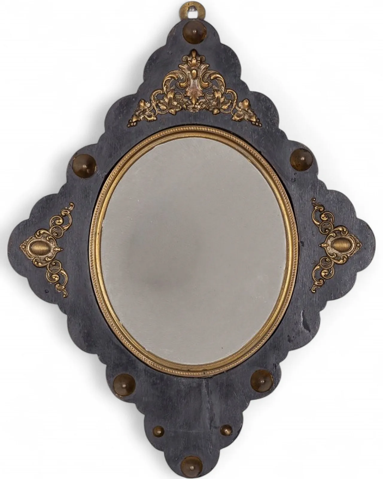Specchio da parete in legno e bronzo, fine '800 9