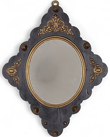 Wall mirror in wood and bronze, 19th century