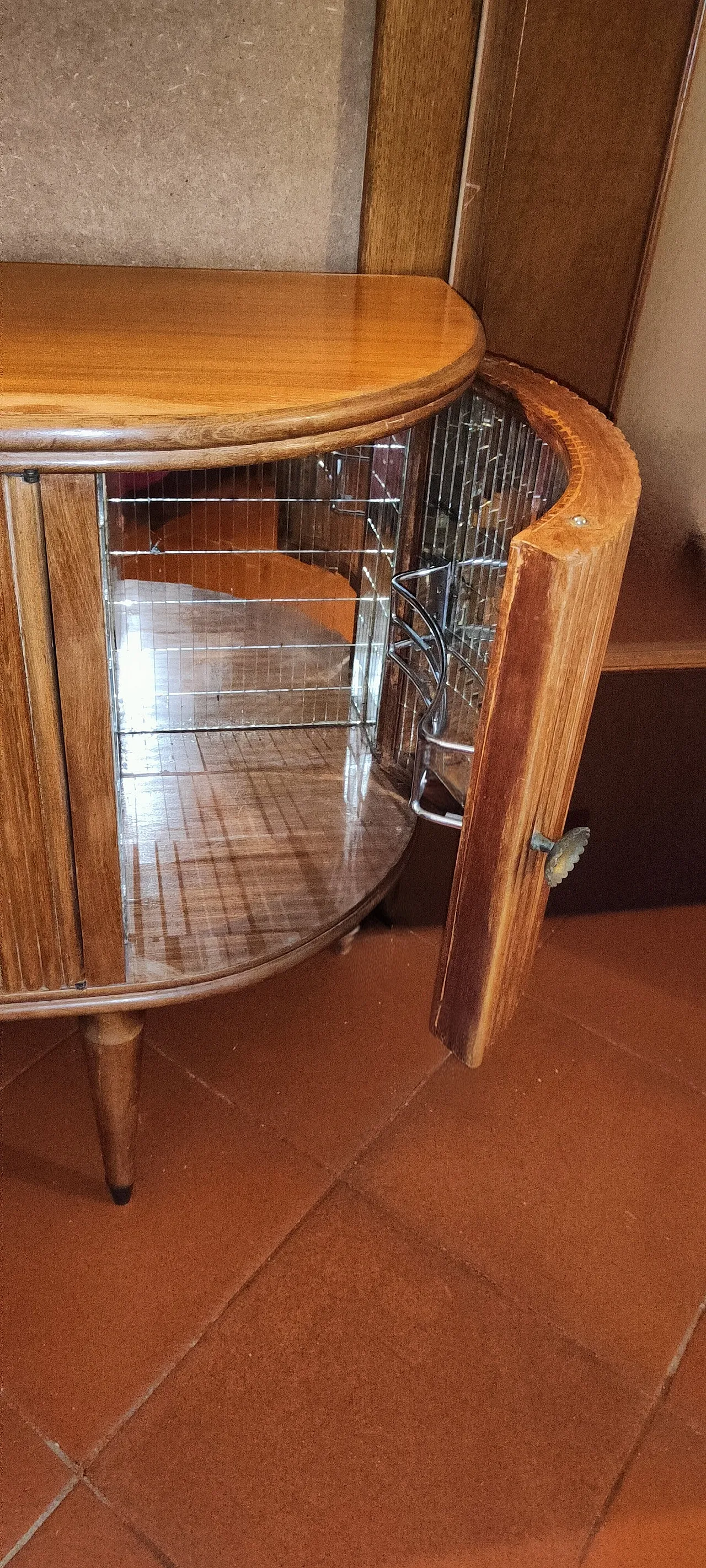 Credenza bar fine bombata interni a specchio, con luci, 1953 11
