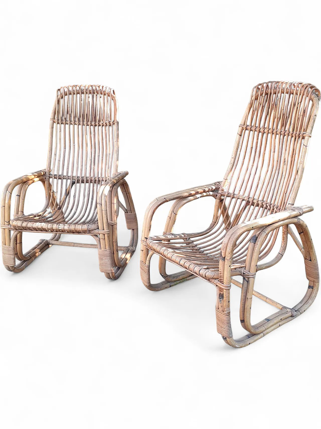 Pair of bamboo armchairs, 60s 9