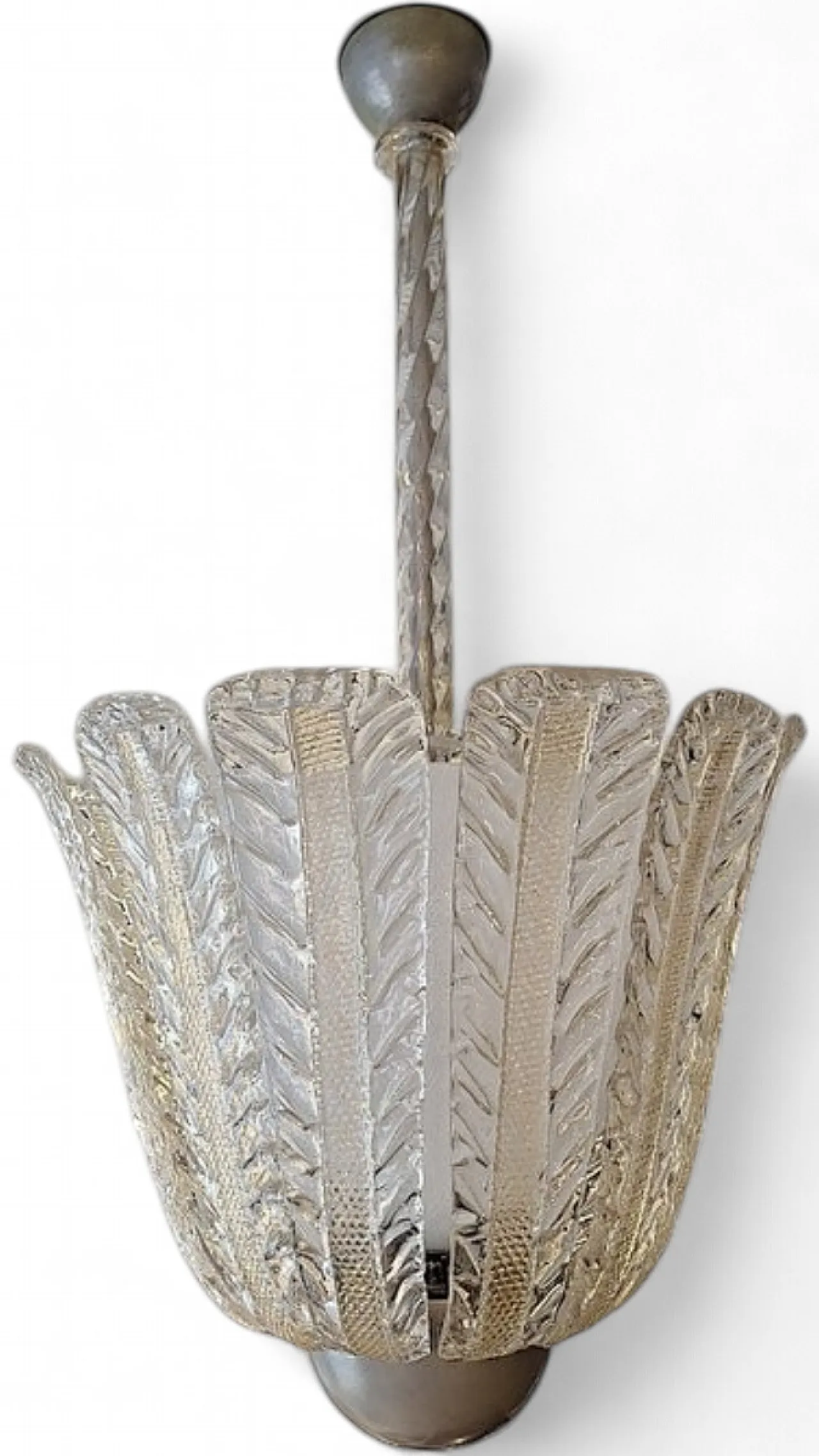 Lampada in vetro trasparente e dorato di Barovier & Toso, anni '40 10