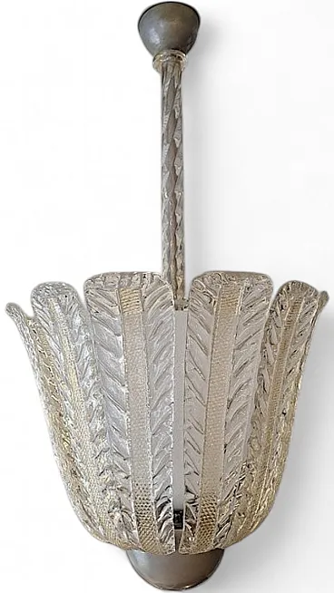 Lampada in vetro trasparente e dorato di Barovier & Toso, anni '40