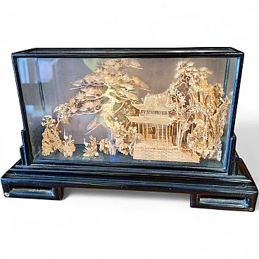 Diorama in sughero e legno in vetrina, '900