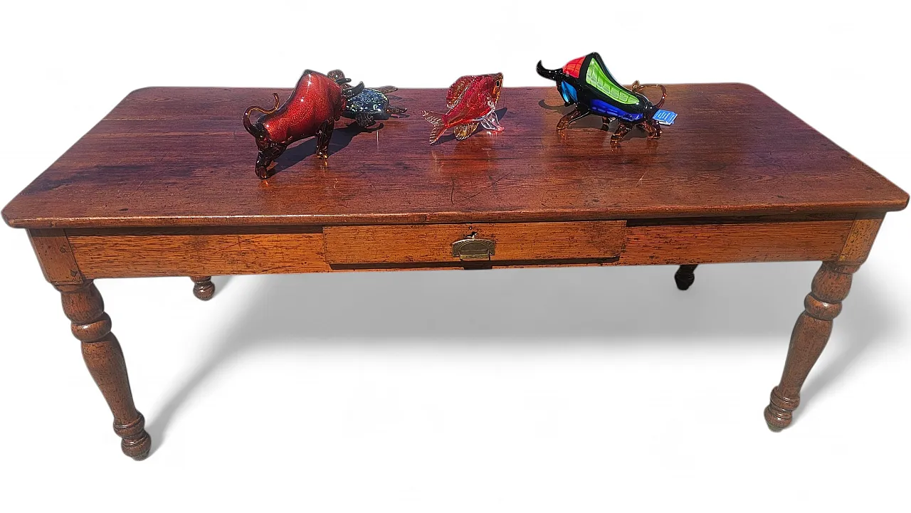 Rustic larch table with turned legs, 19th century 4