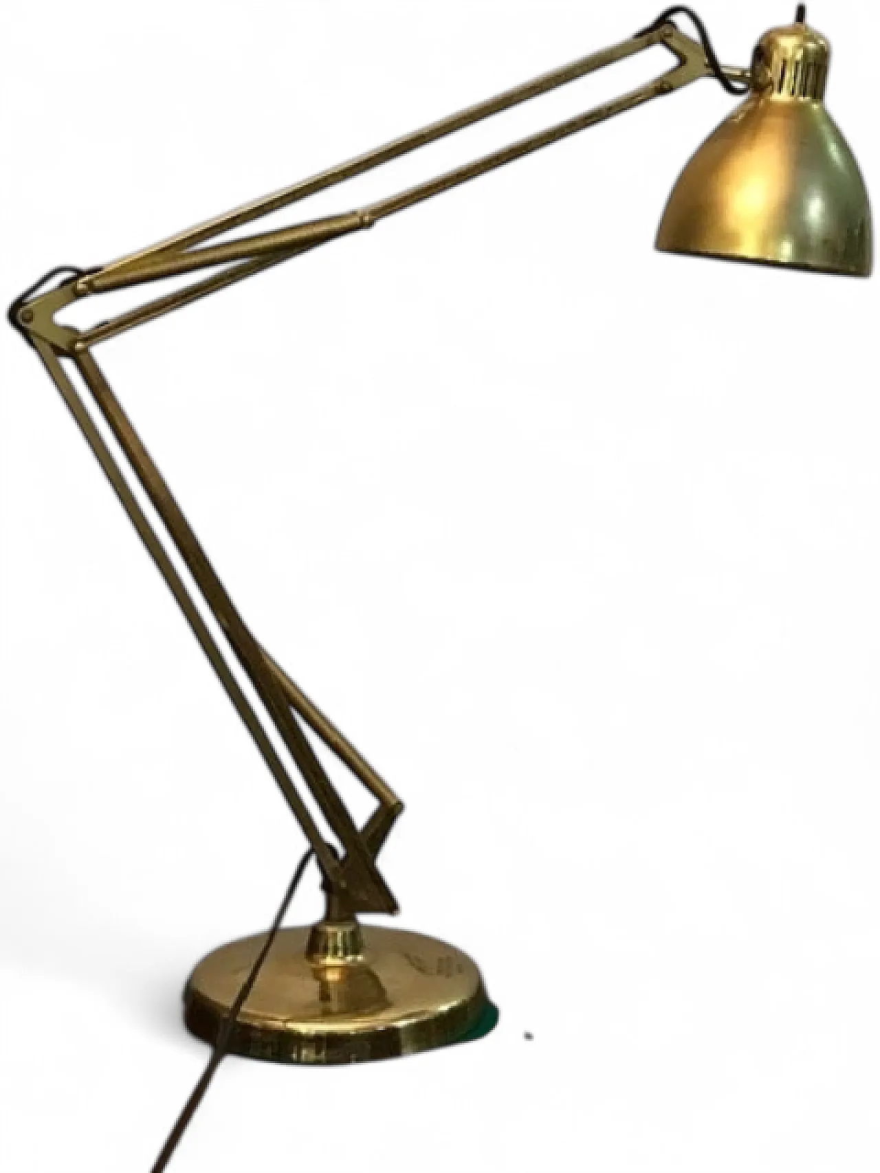 Naska Loris desk lamp by Jac Jacobsen golden plated, 80s 10