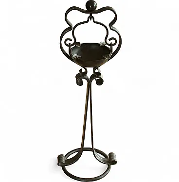 Mid Century handmade wrought iron stand ashtray, 60s