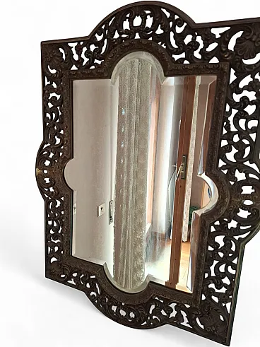 Wall mirror decorated with metal structure, 70s