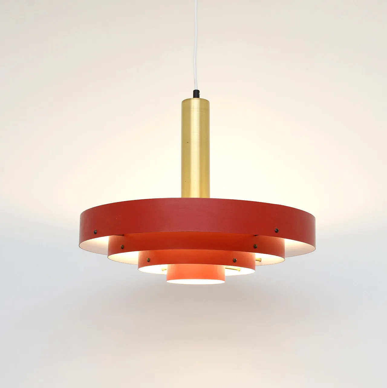 Red Scandinavian lamp, Denmark 1960s 4