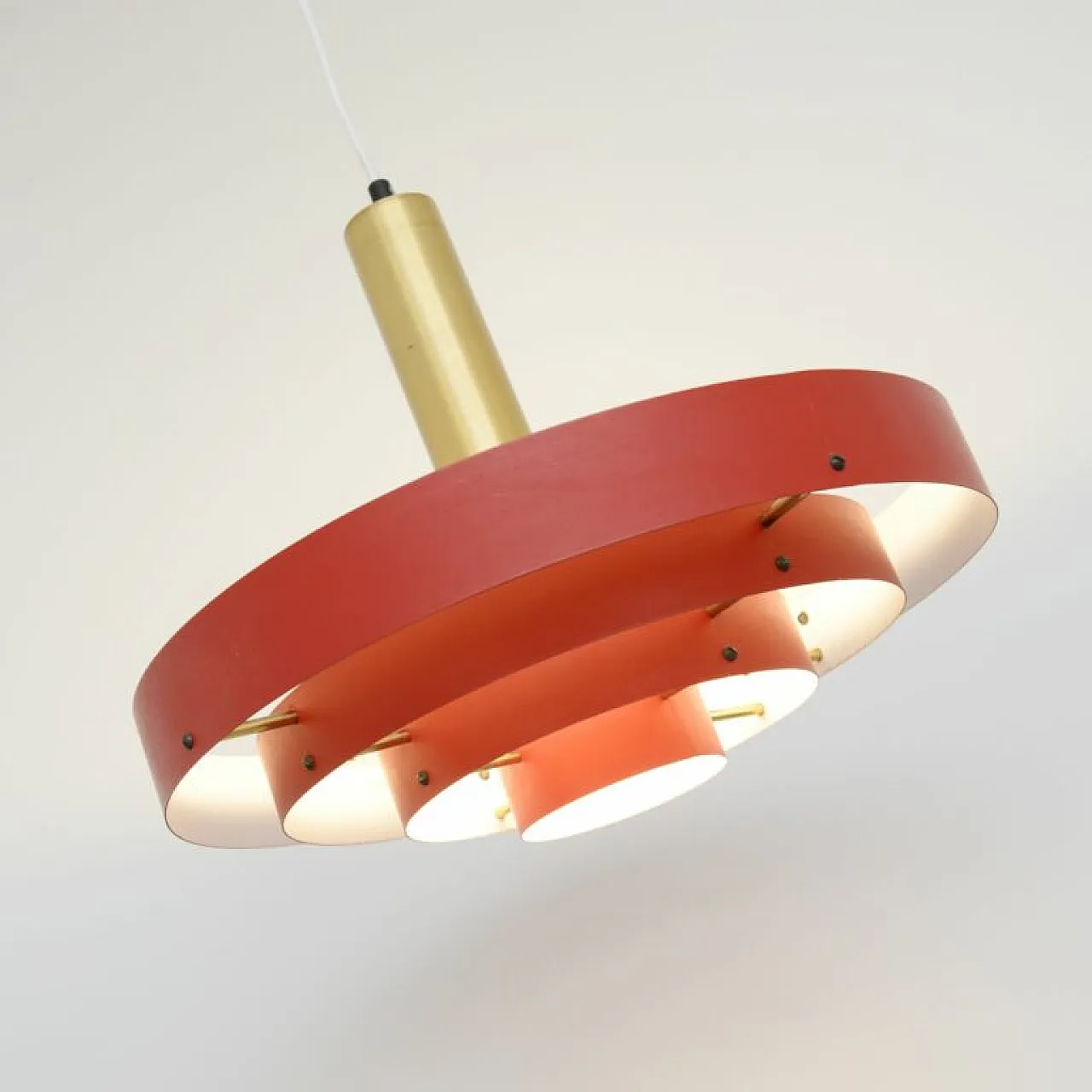 Red Scandinavian lamp, Denmark 1960s 5