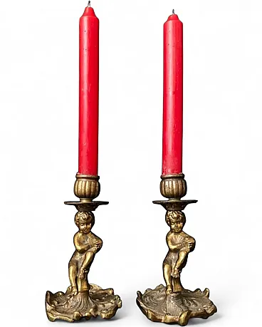 Coppia di candelieri con Putti, anni '60