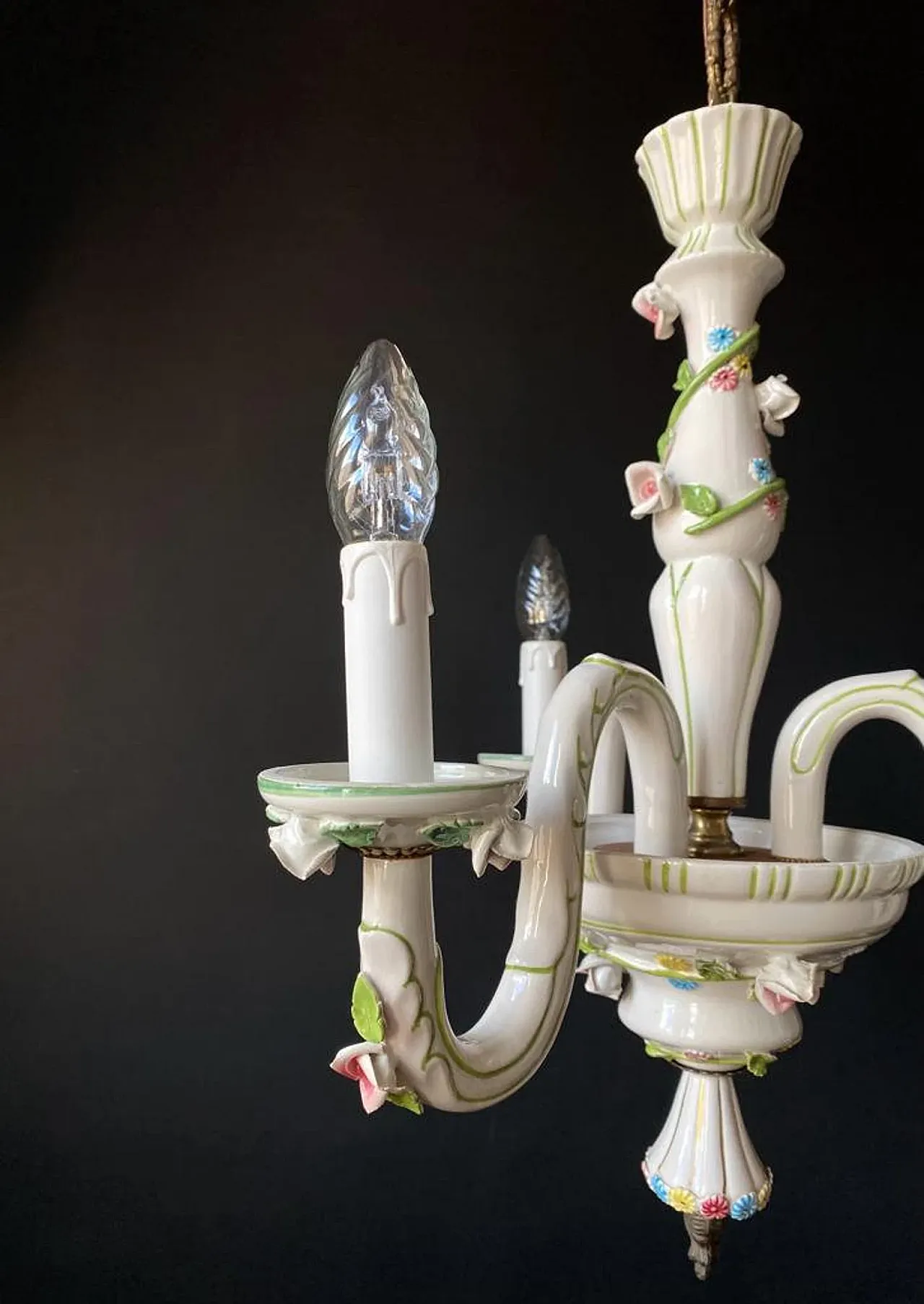 Lampadario in ceramica a 3 bracci, anni '60 3