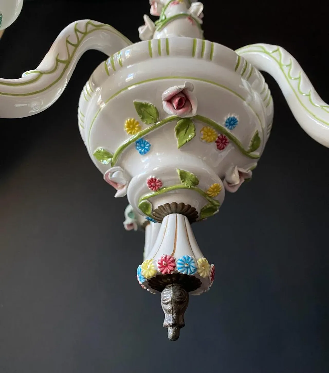Lampadario in ceramica a 3 bracci, anni '60 5