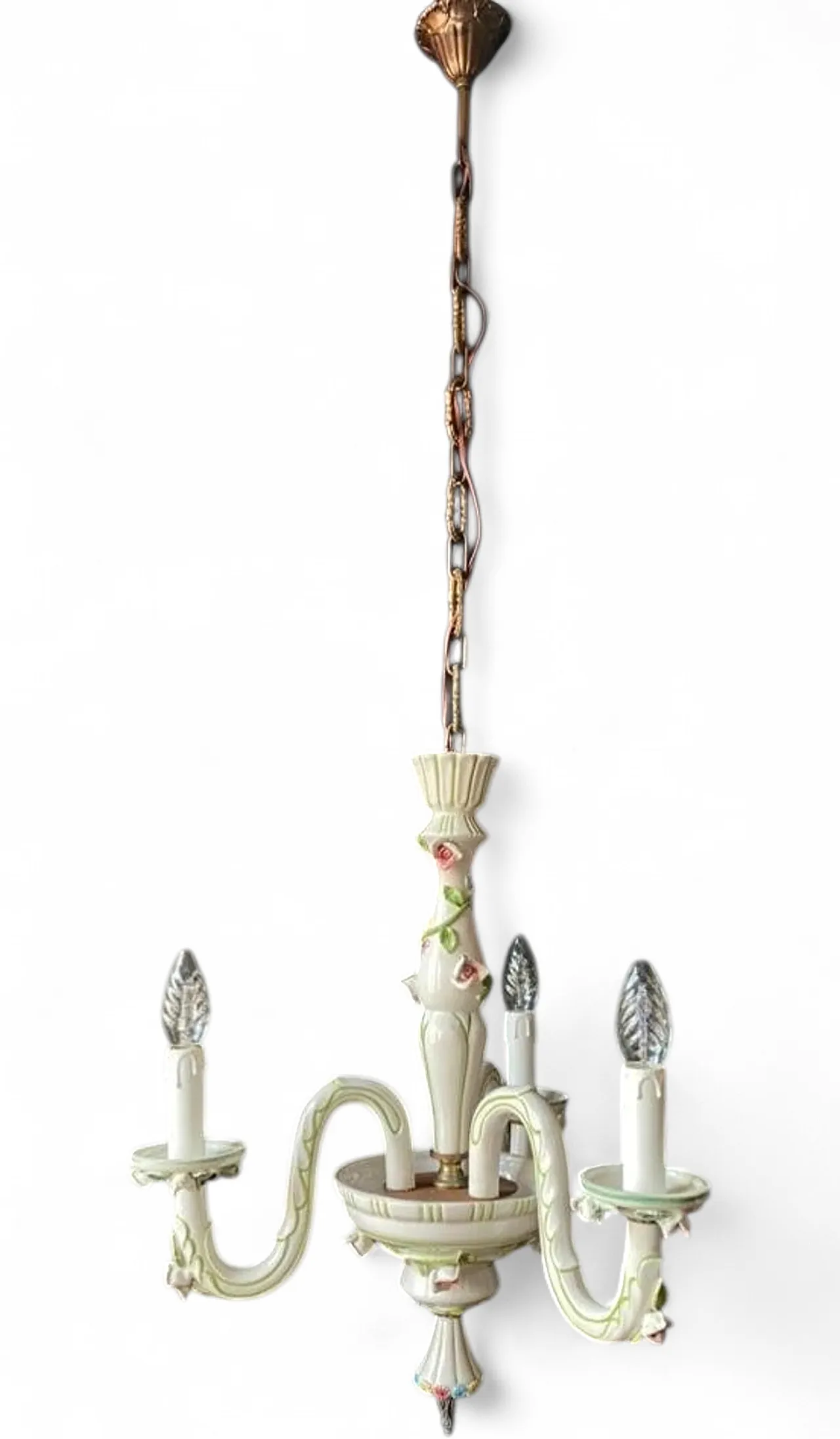 Lampadario in ceramica a 3 bracci, anni '60 7
