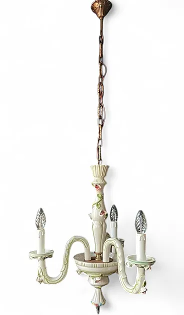 Lampadario in ceramica a 3 bracci, anni '60