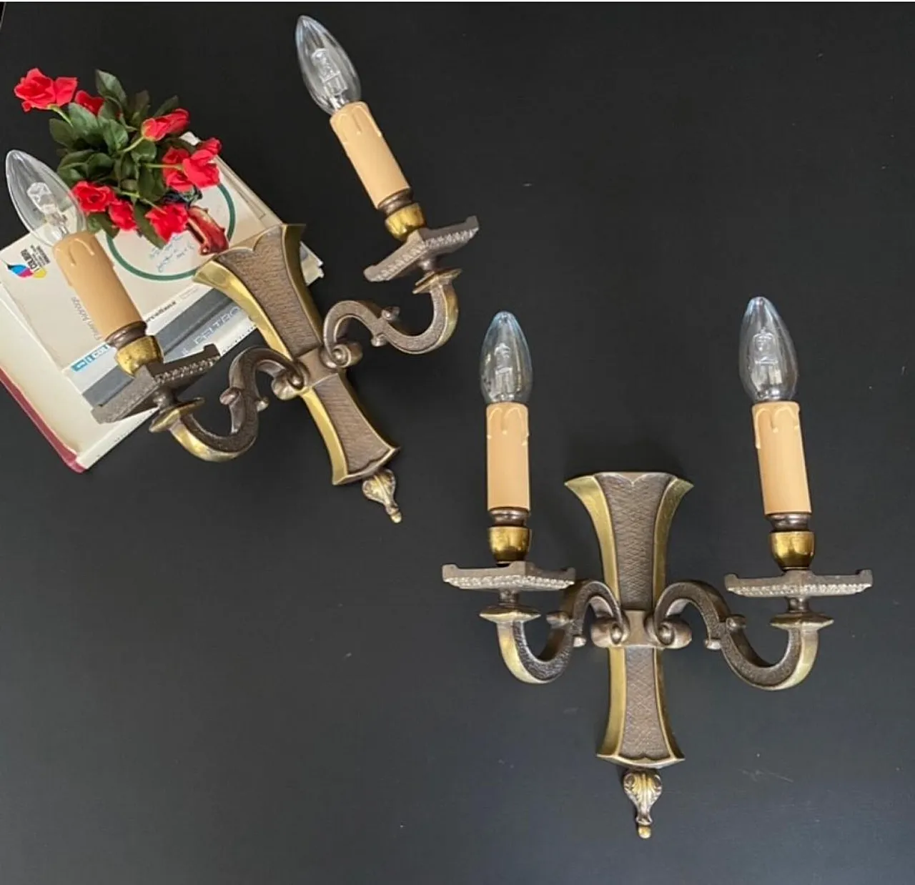 Coppia di applique antiche in bronzo, anni '50 2